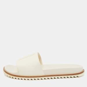 Fendi Cream Rubber Embossed Logo Slides Size 45