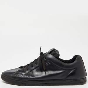 Fendi Black Leather Lace Up Sneakers Size 43