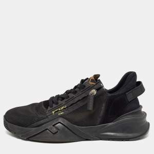Fendi Black Nylon and Fabric Low Top Sneakers Size 43