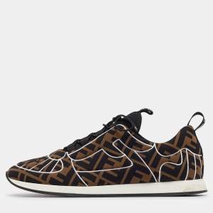 Pre Owned Fendi Brown/Black Zucca Fabric FFreedom Sneakers Size 41