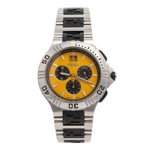 Fendi Yellow Stainless Steel 4800G Chronograph Men's Wristwatch 43 mm
