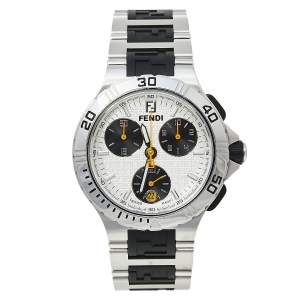 Fendi Silver Stainless Steel Chronograph 4800M Men's Wristwatch 38 mm