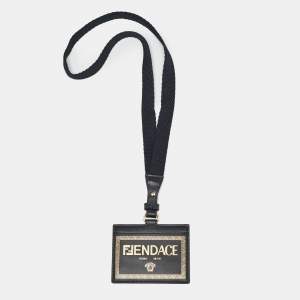 Fendi x Versace Black/Gold Leather Fendace Lanyard Card Holder