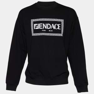 Fendi x Versace Black Fendace Print Cotton Crew Neck Sweatshirt L