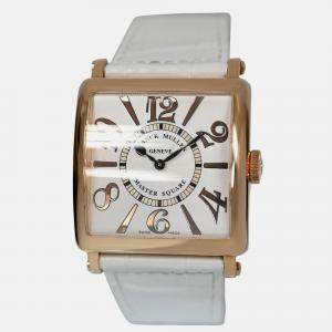 Pre Owned Franck Muller Master Square 6002 H QZ Quartz White 18k Rose Gold Women’s Wristwatch 36 mm
