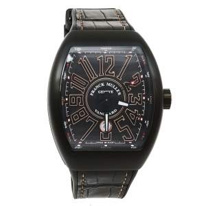 Franck Muller Black 18K Rose Gold & Titanium Leather Vanguard V 45 SC DT Men's Wristwatch 44 mm