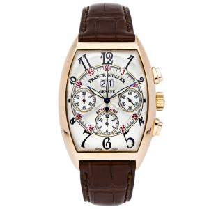 Franck Muller White 18K Rose Gold Cintree Curvex Chronograph 7850CCGG Men's Wristwatch 36 x 42 MM