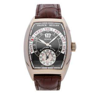 Franck Muller Black 18k White Gold Curvex Master Date Retrograde Day 8880GRANDEDATEBLVOG Men's Wristwatch 39 x 46 MM