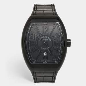 Franck Muller Black Titanium Alligator Leather Rubber Vanguard V45 SC DT TT NR BR NR Men's Wristwatch 44 mm