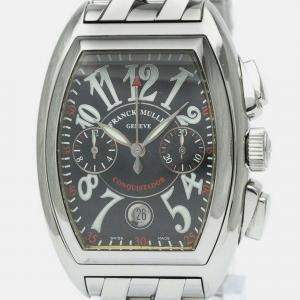 Franck Muller Black Stainless Steel Conquistador 8001CC Automatic Men's Wristwatch 35 mm