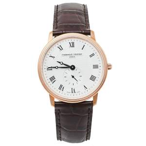 Frederique Constant Silver Rose Gold Plated Stainless Steel Slimline FC-235M4S4 Men's Wristwatch 37 mm