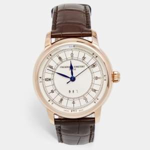 Frederique Constant Silver Rose Gold Plated Alligator Leather Limited Edition Zodiac FC-724CC4H4 Men's Wristwatch 41 mm