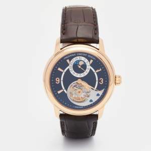 Frederique Constant Black 18K Rose Gold Alligator Leather Limited Edition Heart Beat FC942ABS4H9 Men's Wristwatch 42 mm