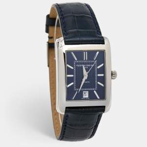Frederique Constant Blue Stainless Steel Embossed Leather Classics Carrée FC303N4C6 Men's Wristwatch 30 mm 