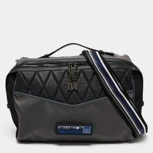 Furla Black/Grey Quilted Leather and Nylon Crossbody Bag