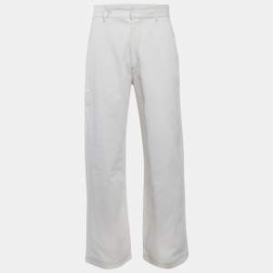 GCDS White Cotton Gabardine Wide Leg Pants  M
