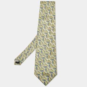 Gianfranco Ferre Yellow Patterned Silk Traditional Tie 