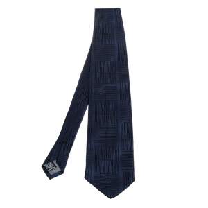 Gianfranco Ferre Navy Blue Embroidered Silk Tie