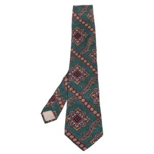 Gianfranco Ferre Green Printed Classic Silk Tie 