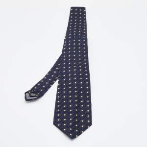 Gianfranco Ferre Navy Blue Polka Dot Silk jacquard Tie