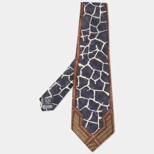 Gianfranco Ferre Brown Textured & Printed Silk Traditional Tie
