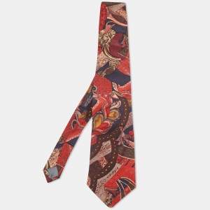 Gianfranco Ferre Vintage Red Printed Silk Tie