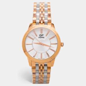 GF Ferre Silver Two Tone Stainless Steel GFRG74391.1B.2 Unisex Wristwatch 40 mm 