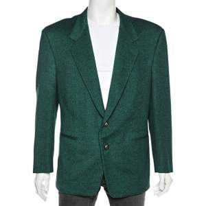 Gianni Versace Green Wool & Cashmere Button Front Blazer XXL