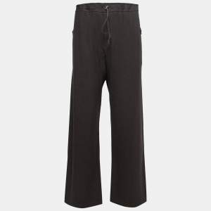 Gianni Versace Dark Brown Wool Drawstring Trousers L