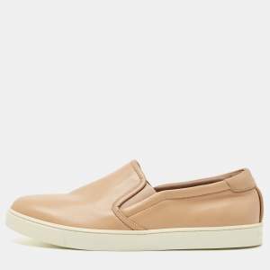Gianvito Rossi Beige Leather Slip On Sneakers Size 41