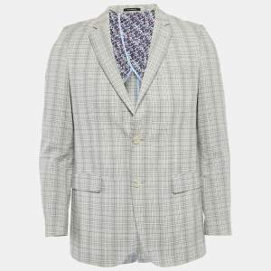 مملوكة مسبقًا جاكيت جيو فيراري صوف مزيج رمادي مربعات صغير