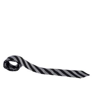 Giorgio Armani Monochrome Diagonal Striped Regimental Dot Silk Jacquard Tie