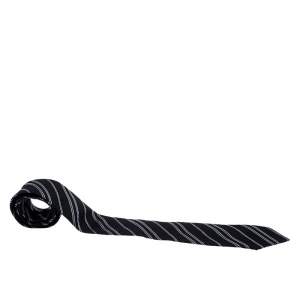 ربطة عنق جورجيو أرماني كلاسيك حرير أسود مخطط جاكار