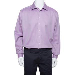 Pre Owned Giorgio Armani Purple Rope Striped Cotton Button Front Shirt 3XL