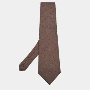 Giorgio Armani Brown Patterned Silk Traditional Tie