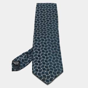 Giorgio Armani Blue Geometric Silk Traditional Tie