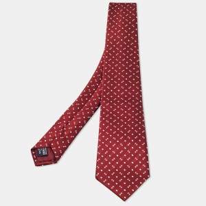 Giorgio Armani Burgundy Patterned Satin Silk Tie 