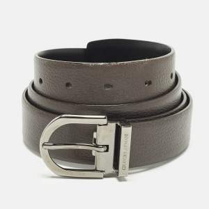 Pre Owned Giorgio Armani Cut to Size Reversible Buckle Belt Brown/Black Leather
