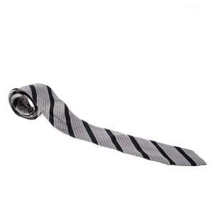 Giorgio Armani Grey Diagonal Striped Silk Jacquard Tie