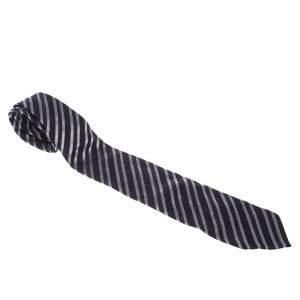  ربطة عنق تقليدية جورجيو أرماني حرير بنقوش جاكارد خطوط مائلة بنفسجي داكن