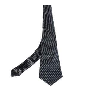 Giorgio Armani Navy Blue Diagonal Stripe Detail Silk Tie
