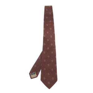 ربطة عنق جورجيو أرماني حرير مطبوع بني