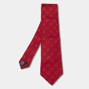 Giorgio Armani Red Jacquard Silk Traditional Tie 