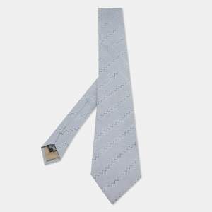 Giorgio Armani Blue Zig Zag Pattern Jacquard Silk Tie