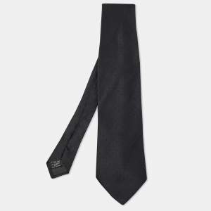 Giorgio Armani Black Dot Jacquard Pattern Silk Tie