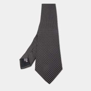 Giorgio Armani Black Patterned Silk Jacquard Tie