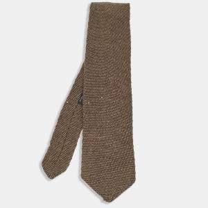 Giorgio Armani Vintage Brown Wool Knitted Traditional Tie