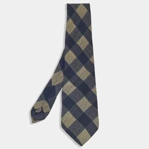 Giorgio Armani Vintage Blue Checked Silk Tie