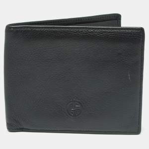 Pre Owned Giorgio Armani Black Leather Bifold Wallet