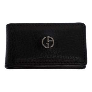 Giorgio Armani Dark Brown Leather Magnet Money Clip